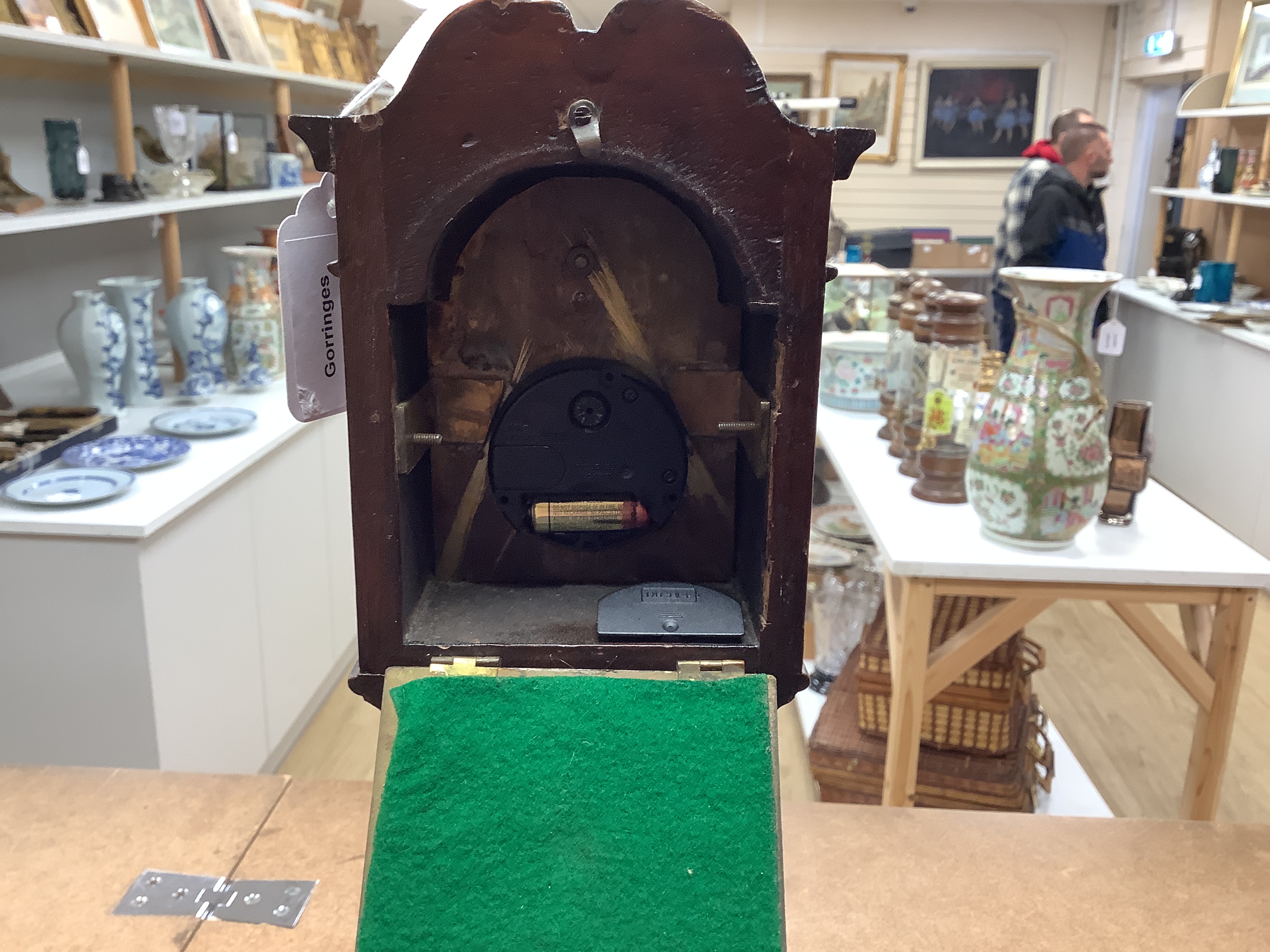 An Edwardian shell inlay miniature longcase clock, 43.5cm high